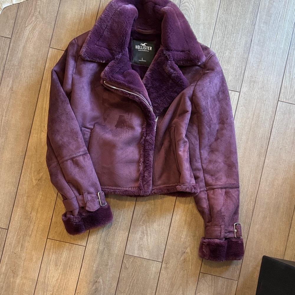 Hollister Women's Deep Purple Shearling Jacket